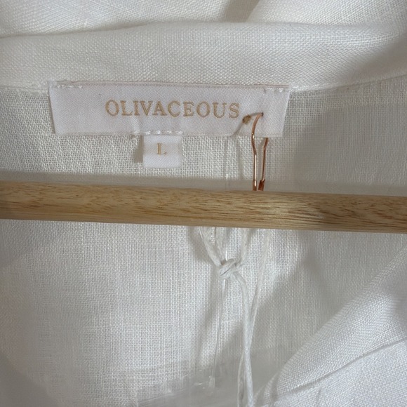 Olivaceous White Oversized Long Sleeve Button Up Linen Shirt Top Large NWT - Picture 7 of 11